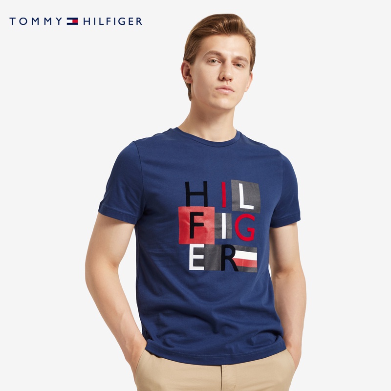 Áo Thun Tay Ngắn Cổ Tròn In Logo Tommy Chất Liệu Cotton Thời Trang Dành Cho Nam Giới