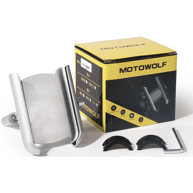 Giá đỡ điện thoại kẹp xe máy MOTOWOLF 2809 bằng hợp kim nhôm,  chống rung, chống giựt, phụ kiện đồ phượt giá rẻ