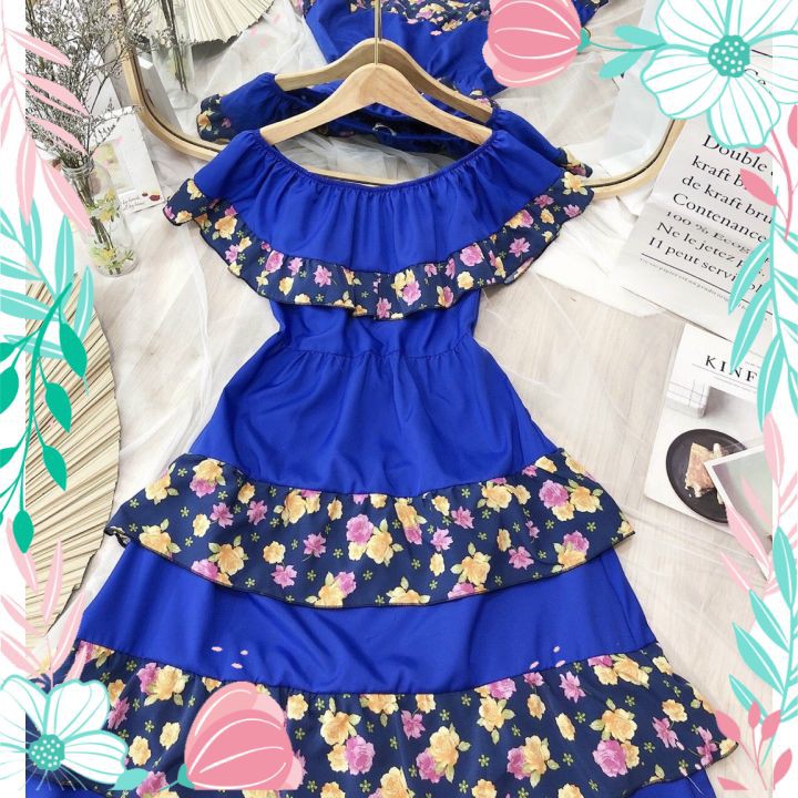 Váy Đầm Maxi Đi Biển Bệt Vai Phối Viền Hoa Cao Cấp Đầm Maxi Sống Ảo Cho Nàng | BigBuy360 - bigbuy360.vn