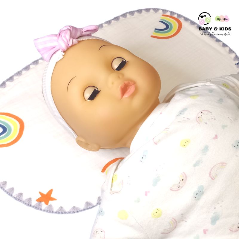 Gối xô sơ sinh muslin 10 lớp mềm mại, thoáng khí, thấm mồ hôi cho bé