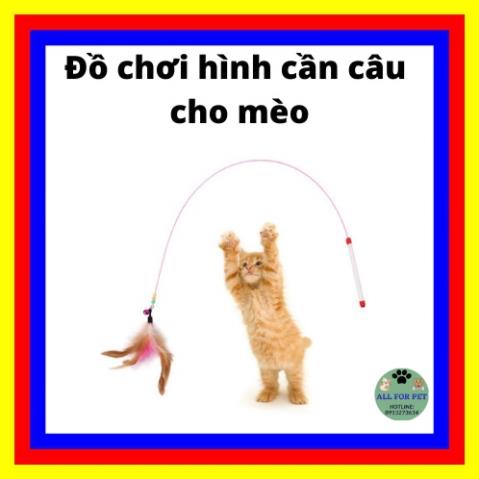 Đồ chơi hình cần câu luyện phản xạ cho mèo có gắn chuông và lông vũ