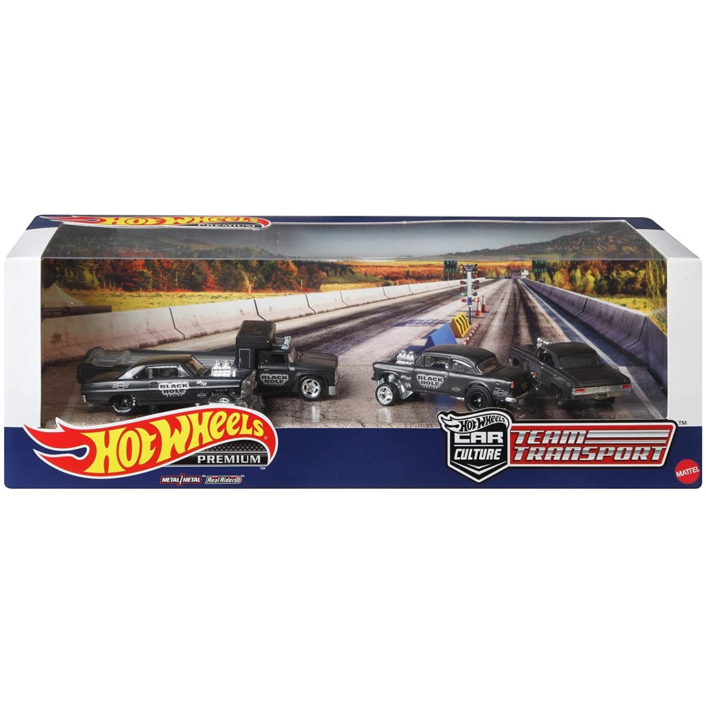 Xe mô hình Hot Wheels Premium Collector Set &quot;Black Hole Gasser&quot; Ford Mercury Comet 65'Chevy Bel Air Gasser 55