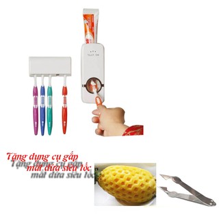 Hot - Máy lấy kem đánh răng tự động thông minh tặng dụng cụ gắp mắt dứa