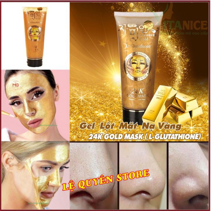 [CHÍNH HÃNG] 🍒 Mặt Nạ Trắng Da 🍒 Mặt nạ gel lột trắng da dát vàng 24k Hàn Quốc 🍒 Gold Mask L-Glutathione