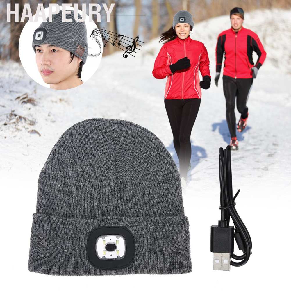 Haapeury Music Hat for Bluetooth Wireless LED Light Ultra-Bright Acrylic Headset Cap