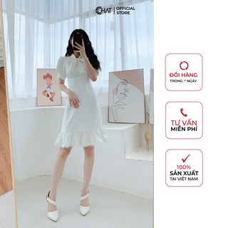 Váy phối bản ren nhún ngực CCHAT