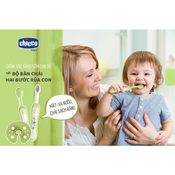 Bàn chải mát-xa lợi màu xanh Chicco cho bé 4M+