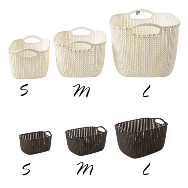 [Kho sỉ]  Rổ mây Đan bằng nhựa 3 cỡ phong cách Hàn quốc