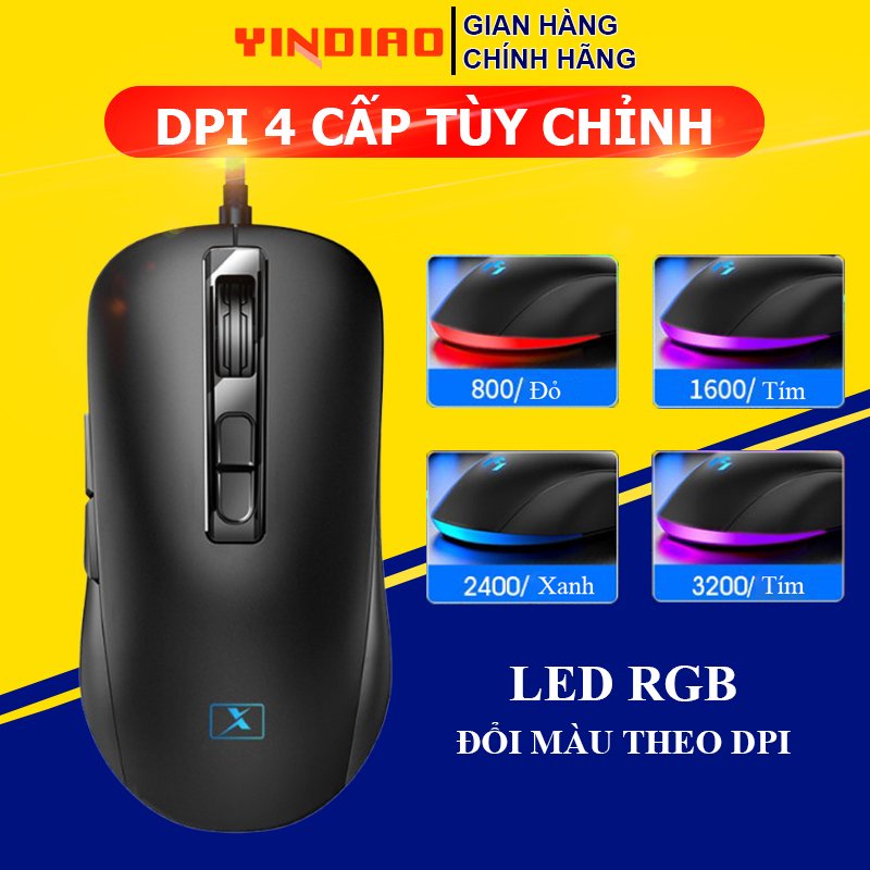 Chuột Máy Tính Có Dây YINDIAO M383 Có 6 Nút Điều Chỉnh, DPI 3200 Phù Hợp Văn Phòng Và Chơi Game