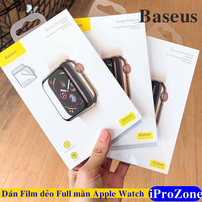 Dán dẻo PET Full màn cho Apple Watch Series 5 , 4 ,3 ,2,1 Chính hãng Baseus Đủ Size 38/40/42/44 mm
