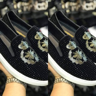 HOT Giầy lười nam😍Freeship đơn 150k HN💥 Giầy lười siêu cấp thời trang trẻ trung Ong vàng đính đá vương miện 