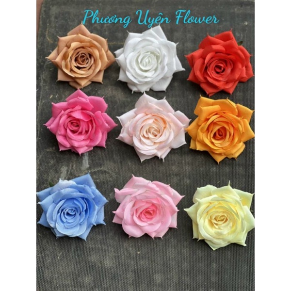COMBO 10 Bông Hồng Lụa Cao Cấp Size 12cm_ hoa trang trí