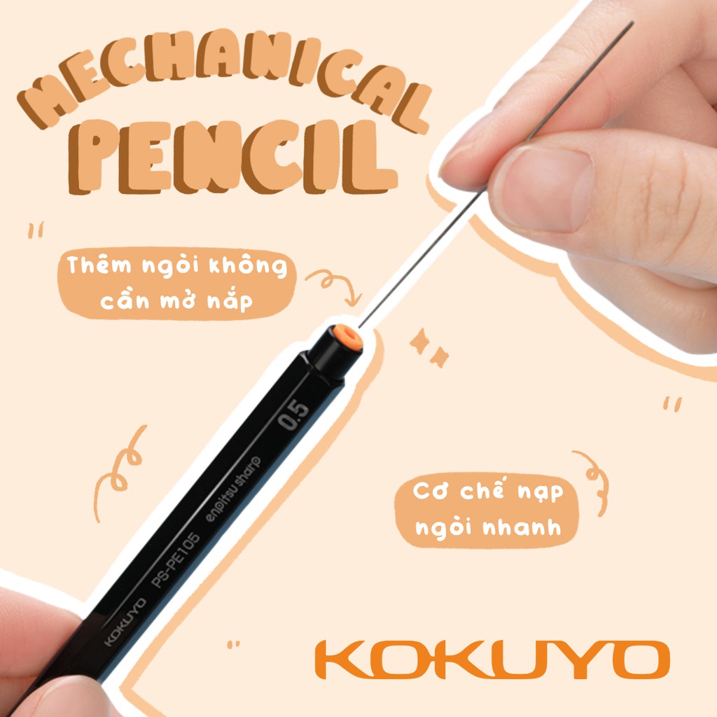 Bút Chì Kim Kỹ Thuật Kokuyo Enpitsu Sharp Ngòi 0.5MM Cây Đầu To