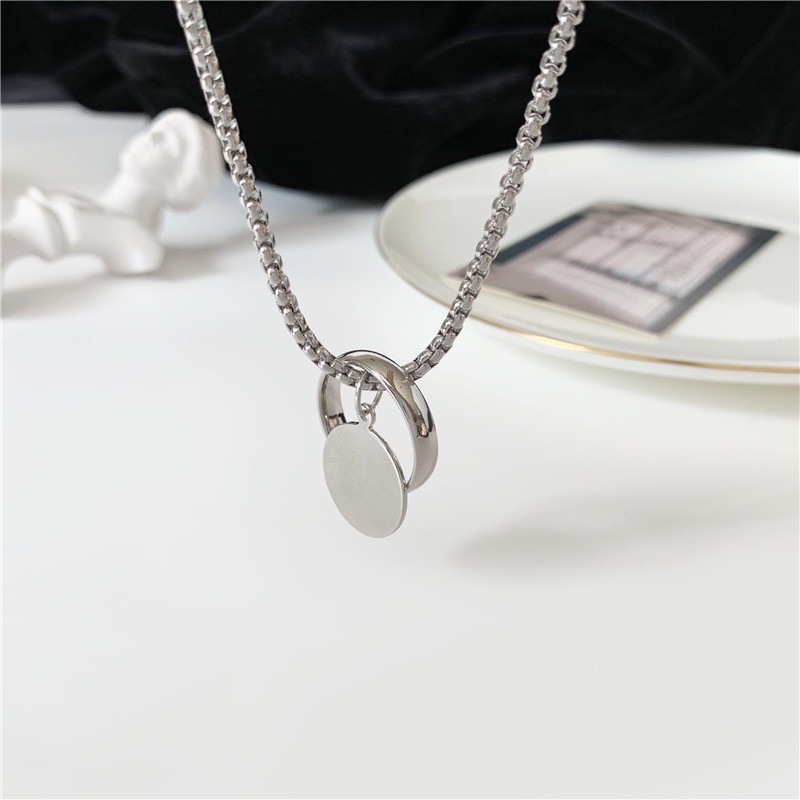 [Augustcloth | AugustJewelry] Dây chuyền/ vòng cổ hợp kim vòng tròn kèm miếng tròn phong cách Hàn Quốc
