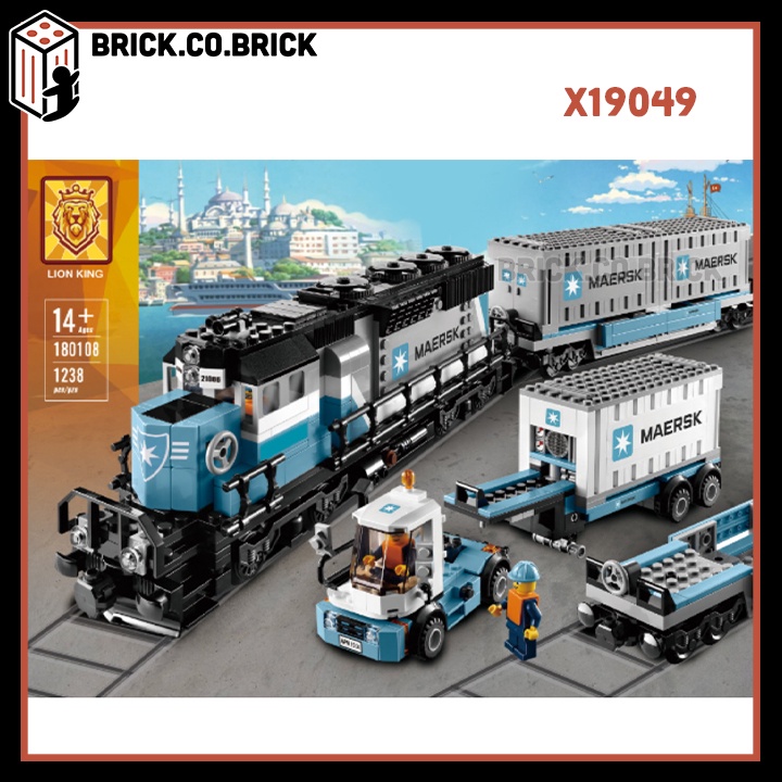Lắp ráp Lego Tàu Container Vận chuyển Hàng Hóa Quốc Tế MAERSK Đồ Chơi Xếp hình Sáng tạo Xe Tải X19049