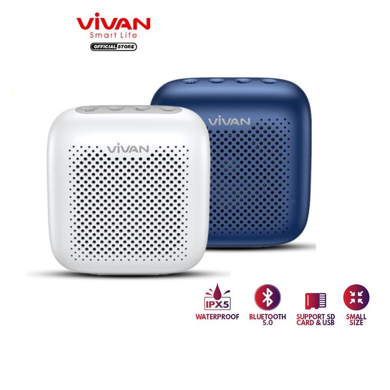 Loa TWS Bluetooth 5.0 VIVAN VS1 Chống Nước IPX5 Công suất 5W 1800mAh Playtime đến 10H