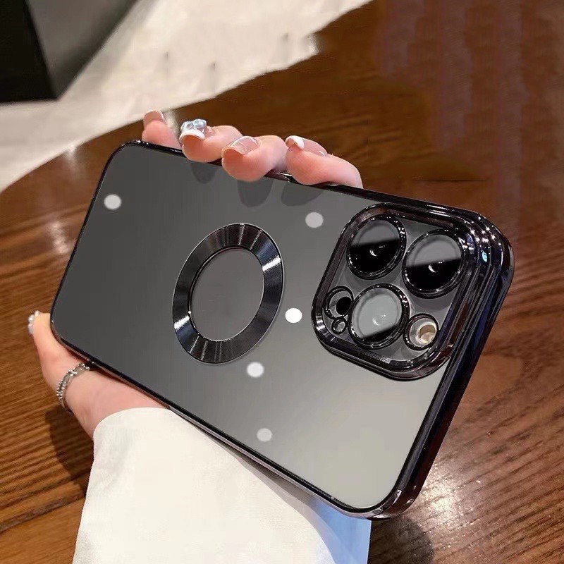 Ốp Lưng Iphone Silicon Mềm Trong Suốt Viền Mạ Kim Loại Sang Trọng Cho Iphone X XS XS Max 11 12 13 14 Pro Max Dobi O4