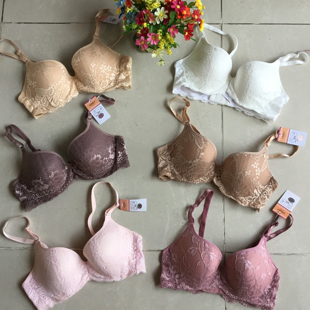 Áo Ngực Ren Lovely Mút Ép Mỏng Gọng Nhựa Đúc Bên Trong