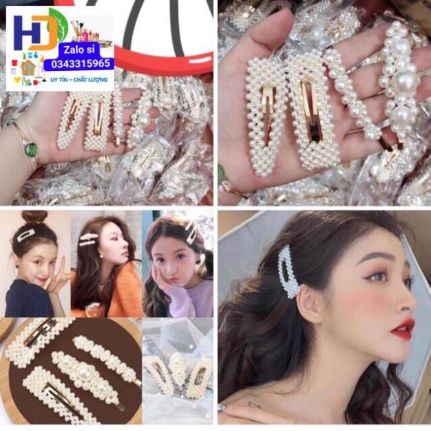 SET 4 kẹp tóc ngọc  trai nhân tạo hàn quốc