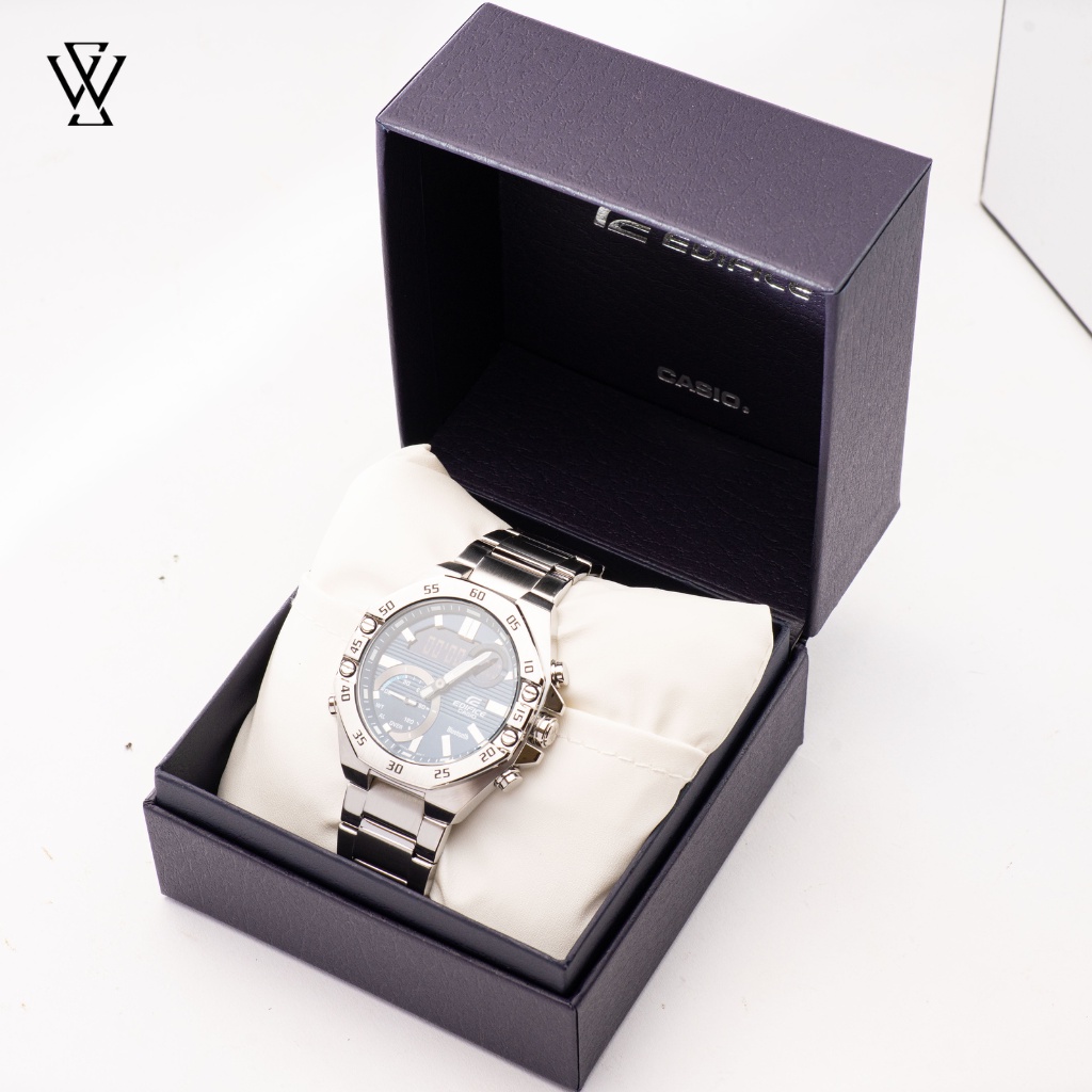 Đồng Hồ Điện Tử Nam Casio Edifice WATCHSTORE ECB-10D-2ADF Thiết Kế Mặt Kính Nhựa 48.5mm, Dây Kim Loại, Vỏ Thép Không Gỉ