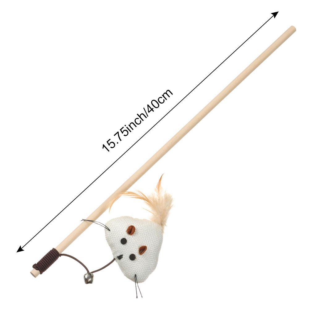 Đồ Chơi Que Gỗ Đính Lông Vũ Hình Chuột Hoạt Hình Mini Vui Nhộn Cho Mèo Cưng