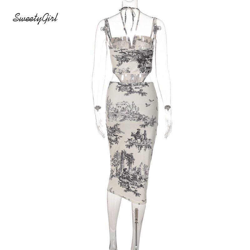 Đầm Dài Không Tay Hở Lưng In Họa Tiết Cổ Điển Hàng Mới Dành Cho Nữ 2022