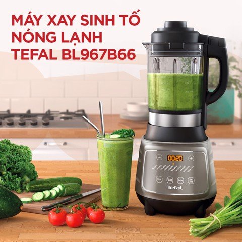 Máy xay sinh tố nóng lạnh, làm sữa hạt, nấu súp, thức ăn dặm cho bé - 1300W BL967B66 Tefal -Thương hiệu Pháp