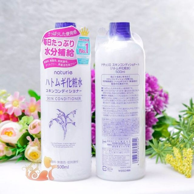 Nước hoa hồng Naturie Hatomugi Skin Conditioner giúp cân bằng da, cấp ẩm,hỗ trợ làm sáng da ngừa thâm dung tích 500ml