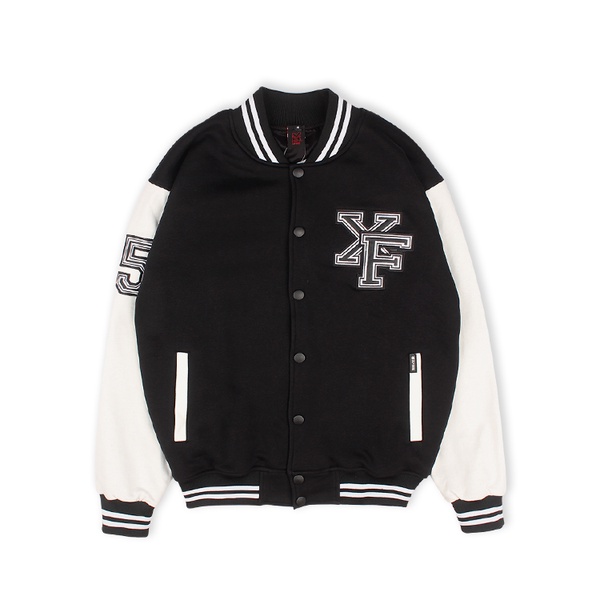 Áo Khoác Bóng Chày Bomber Vải Nỉ Nam Nữ Thêu Form Rộng 2 Lớp Màu Đen Trắng By Local Brand Xfire Áo Khoác Varsity