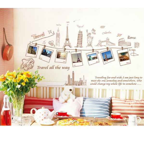 Decal trang trí tường -Sưu Tầm hình ảnh Travel all the way