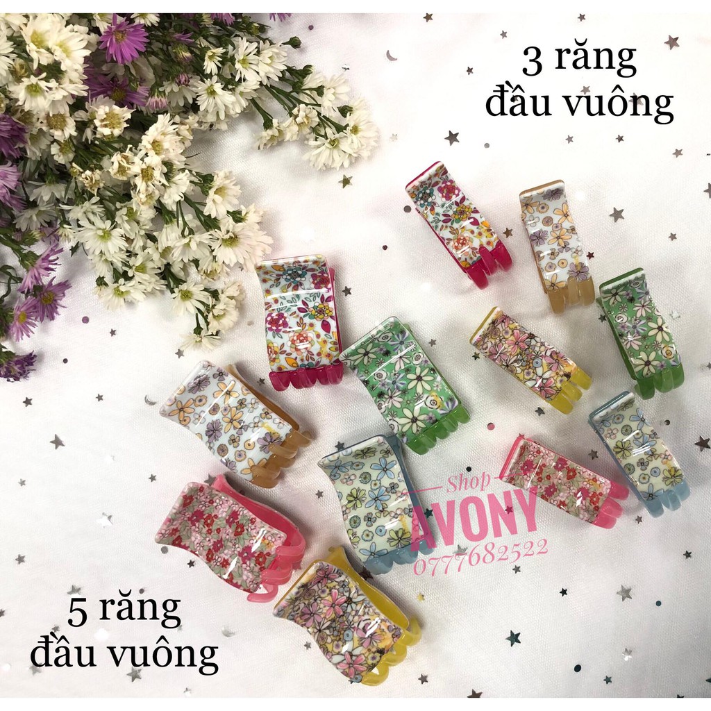 Kẹp tóc càng cua - Bấu tóc in hoa Honey pb5