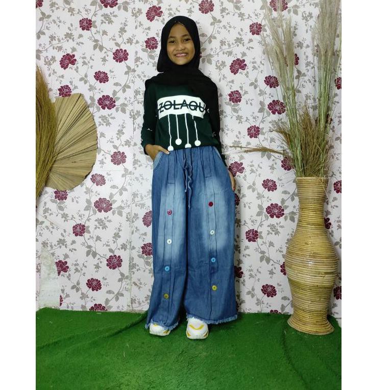 (Art) Quần Jeans phối nút thời trang cho bé gái 9-12 tuổi 06473