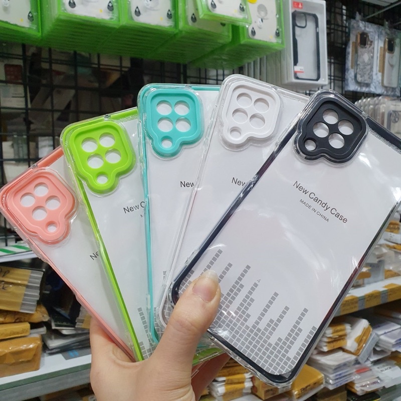 Ốp Samsung A22 4G, A03S dẻo trong,viền màu,cụm viền bảo vệ camera.