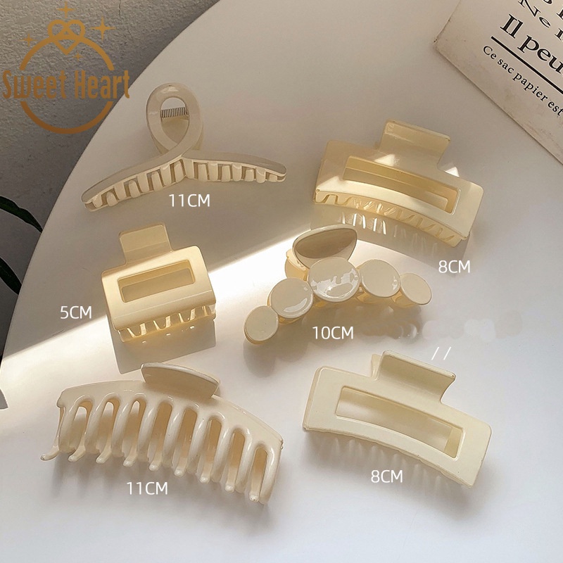 Kẹp tóc hàm cá mập màu trắng sữa phong cách Hàn Quốc thời trang cho nữ tùy chọn kiểu dáng