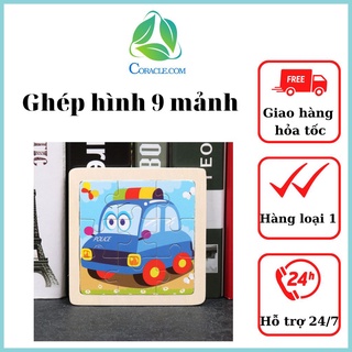 Đồ chơi bộ tranh xếp hình, tranh ghép hình gỗ 9 mảnh phát ttriển trí tuệ cho bé size 11x11cm. CORACLE