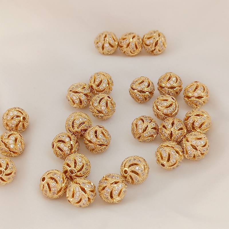 Hạt Đá Zircon Bằng Đồng 14K Dùng Làm Trang Sức Thủ Công 10mm