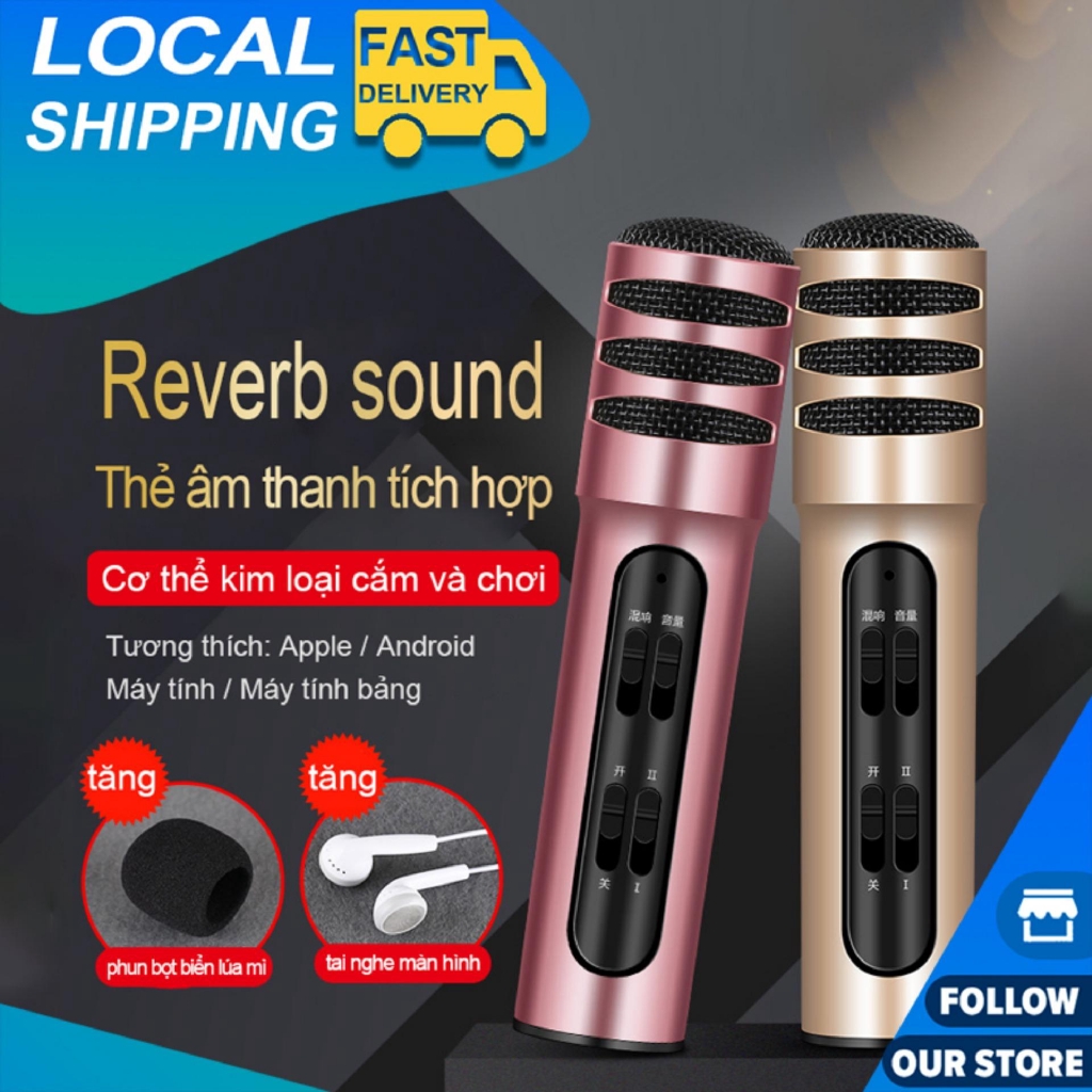 Micro Livestream C7 (đủ phụ kiện) Thu Âm Hát Karaoke Livestream 3 in 1 + Tặng Tai Nghe  [HTC7]