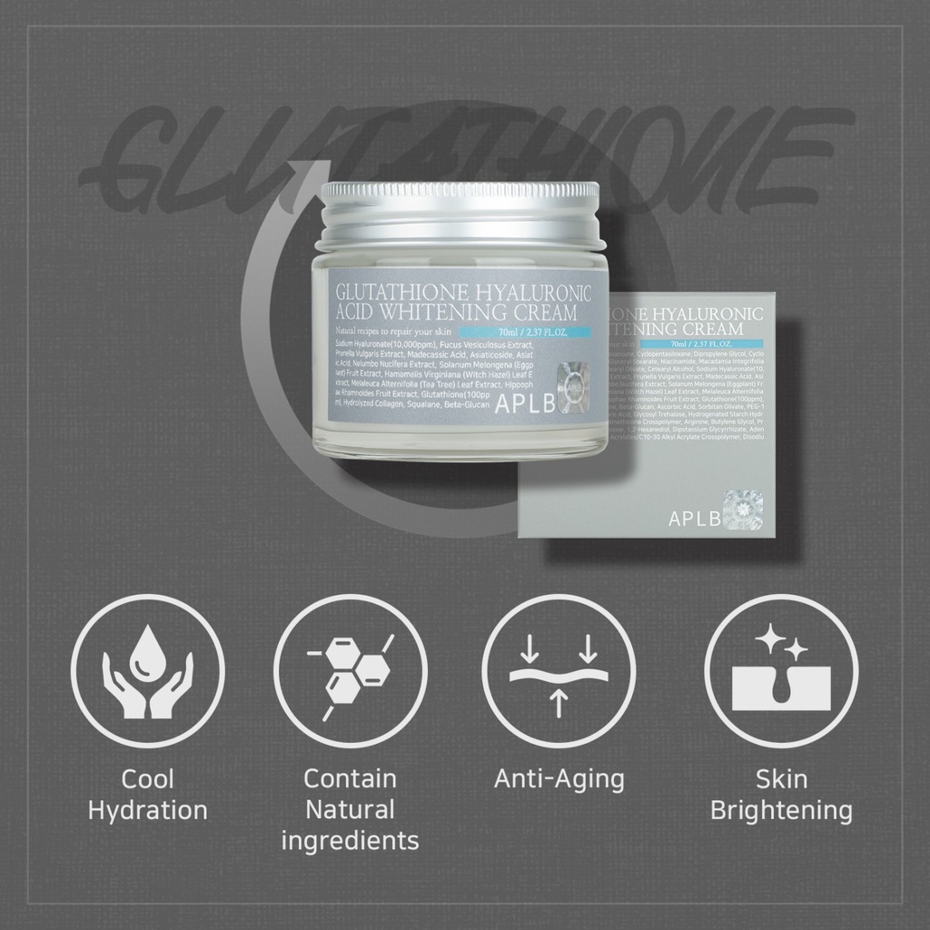 Kem dưỡng ẩm APLB nâng tone trắng da Glutathione Hyaluronic Acid 70ml