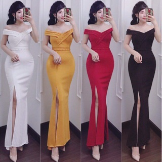 Đầm Body TRỄ VAI ĐÍNH CƯỜM