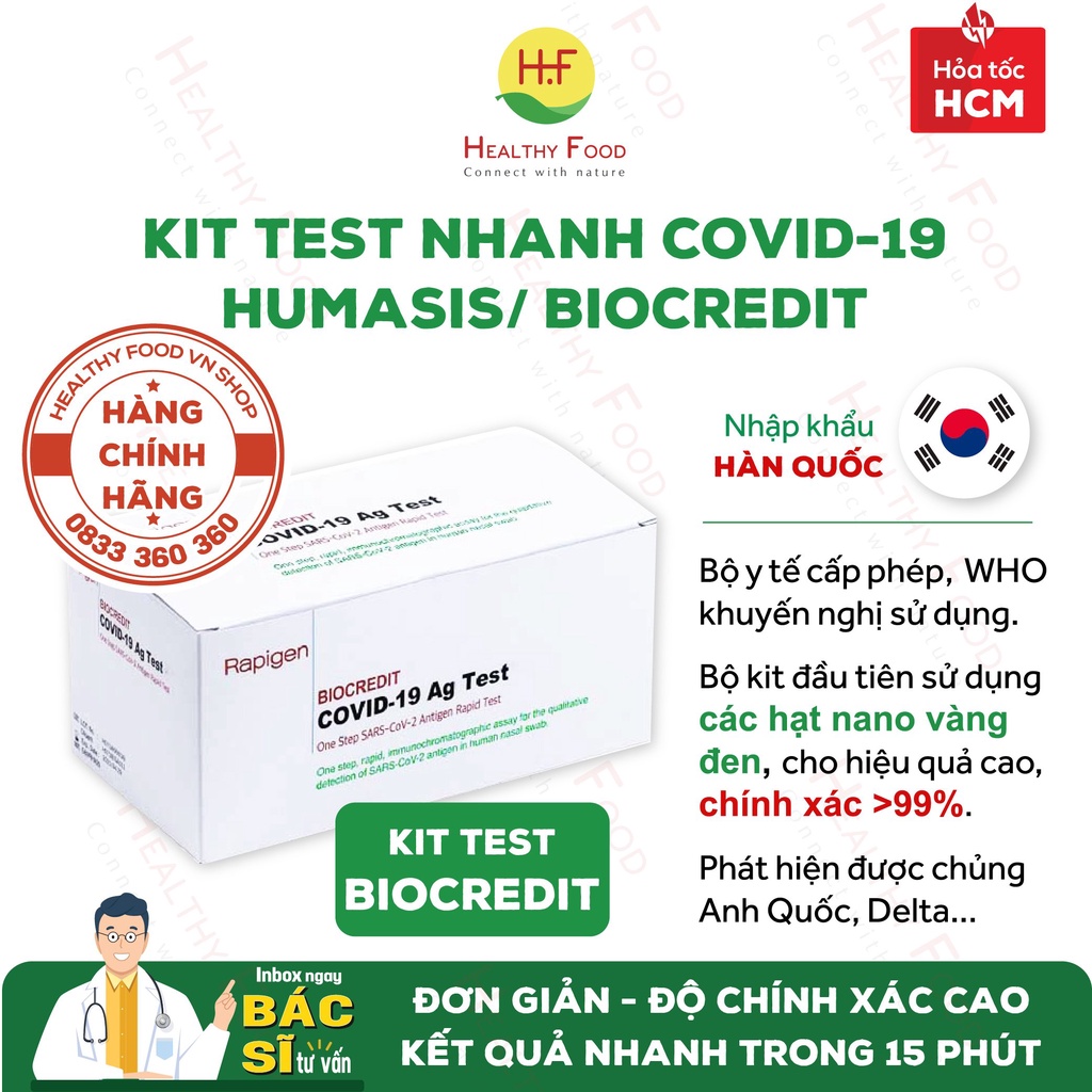 ⚡ CH HÀN QUỐC - GIAO HỎA TỐC⚡  Bộ Test Covid 19 Nhanh Tại Nhà HUMASIS/BIOCREDIT - Chính xác, Tiện Lợi