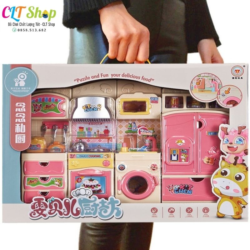 (hộp to 47cm) Bộ Đồ Chơi Rửa Bát Nấu Ăn Giặt Giũ Cho Trẻ Tập Làm Việc Nhà, Đồ Chơi Giáo Dục Cho Bé Trai Bé Gái