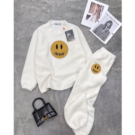 Set bộ nữ nỉ lông cừu hình mặt cười dreww siêu hot | BigBuy360 - bigbuy360.vn