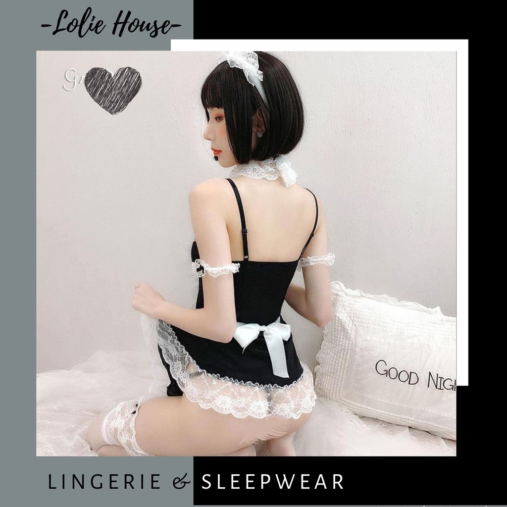Cosplay hầu gái sexy - Set váy ngủ sexy cosplay cô hầu bàn tạp dề trắng LOLIE HOUSE - CP5 | BigBuy360 - bigbuy360.vn