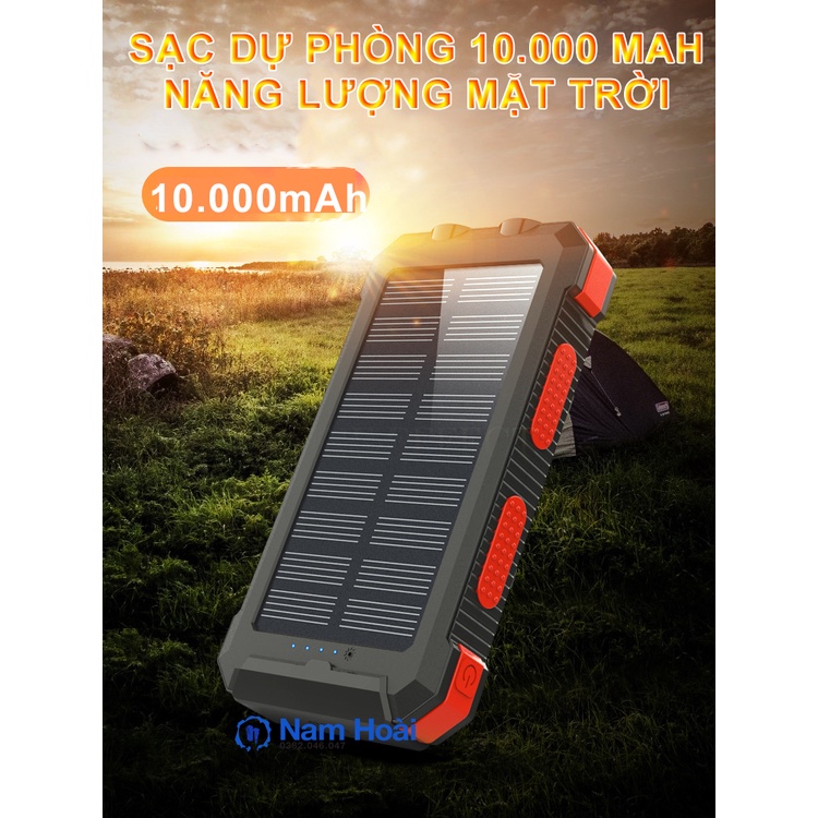 [HCM] Sạc dự phòng năng lượng mặt trời SOLAR CHARGER - sạc dự phòng tích hợp la bàn, đèn pin siêu sáng