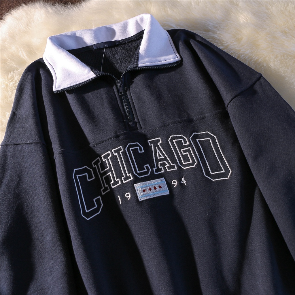 [Hàng Order] Áo Polo CHICAGO có cổ ULzzang form rộng dài tay dày dặn Unisex mới nhất thu đông 2021 PL004 | BigBuy360 - bigbuy360.vn
