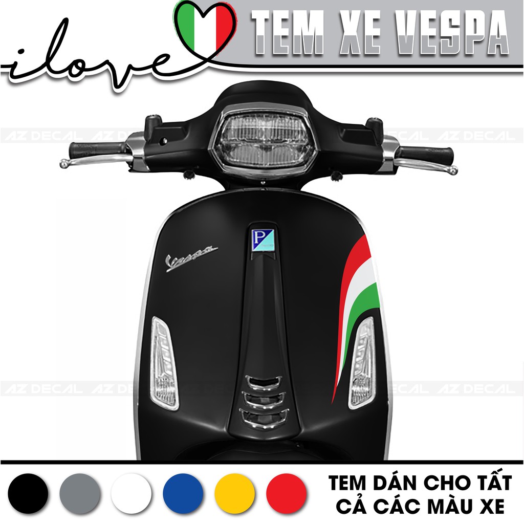 Tem Xe Vespa LX/Sprint/Primavera/GTS Phong Cách Italia | VP01 | Tem Rời Xe Vespa Chất Liệu Decal PVC Cao Cấp