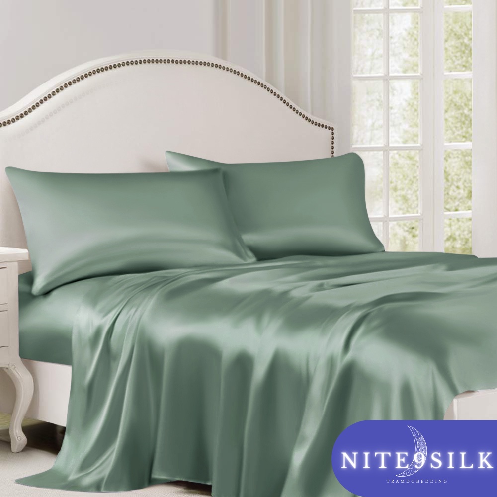 Bộ Chăn Ga Gối Lụa Cao Cấp Set 5 Món Chăn Ga Gối Lụa Thoáng Mát, Mềm Mại, Màu Xanh Mint - Nite9 Silk | BigBuy360 - bigbuy360.vn