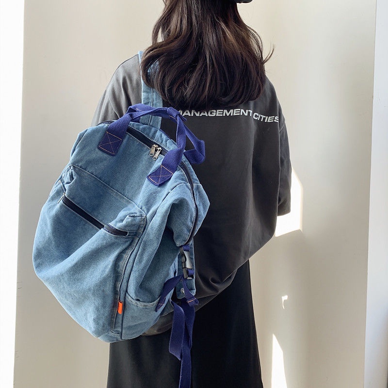 Ba Lô Denim Đơn Giản Phong Cách Hàn Quốc Dành Cho Nữ