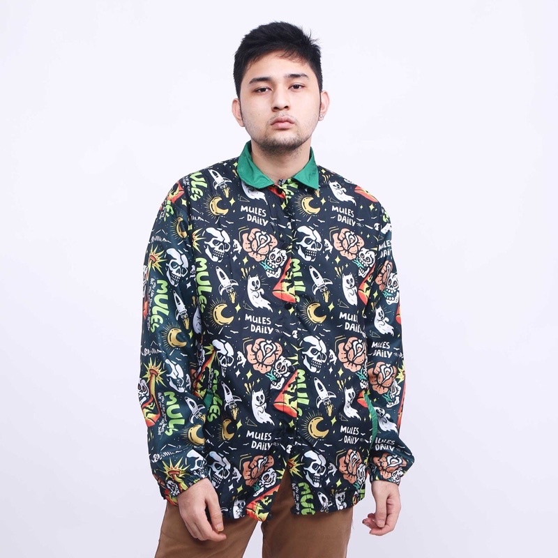 Mules Coach Skeleton Màu Xanh Lá Cây In Đầy Đủ