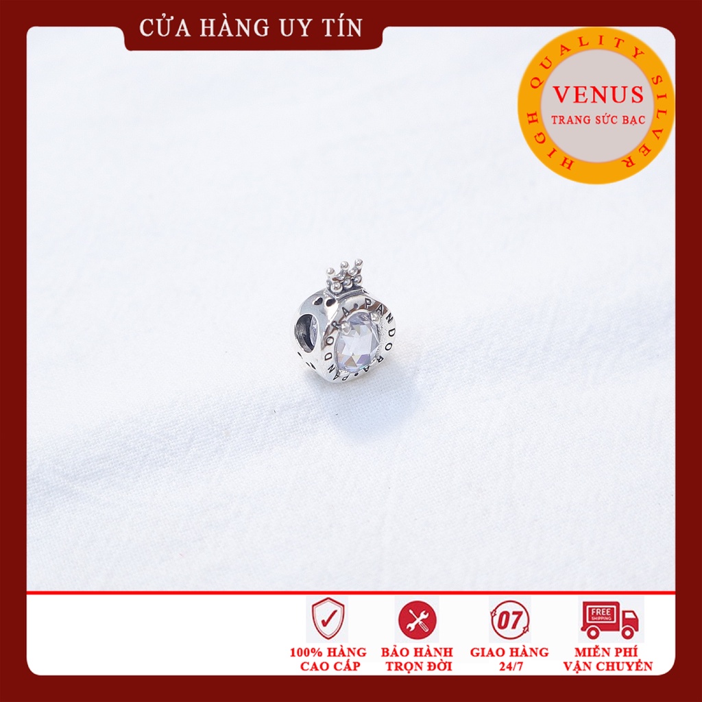 [Charm bạc 925 cao cấp] Charm vương miện đá trắng- Mã sản phẩm VENUSVMT